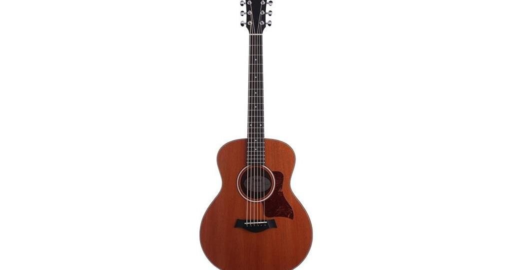 compact mahogany acoustic guitar