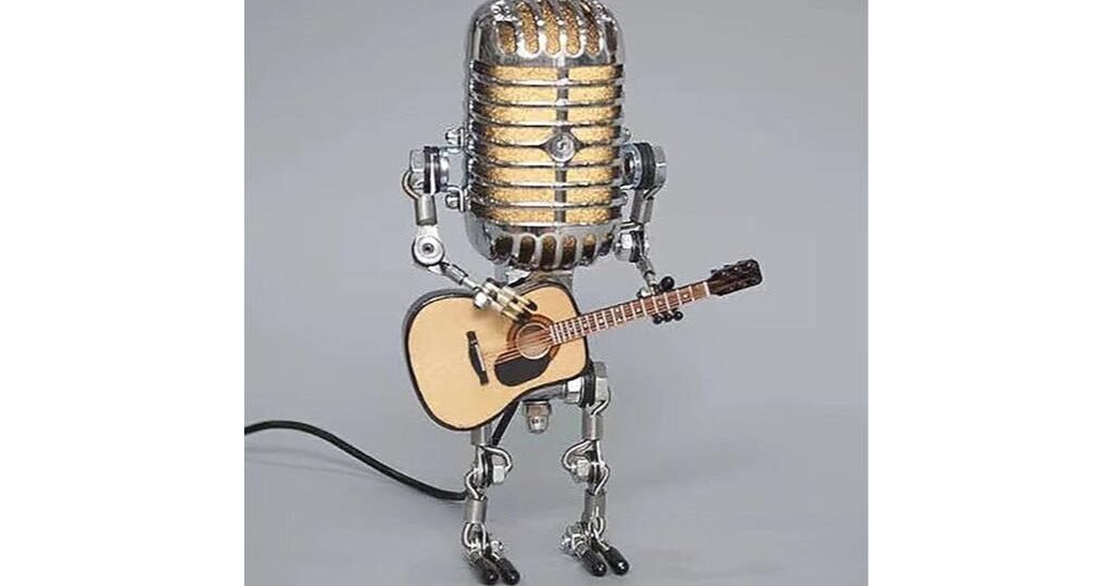 vintage microphone guitar lamp